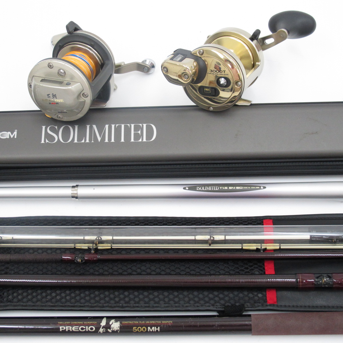 ダイコー プレシオ石鯛500MH、シマノ 海魂3000T、イソリミテッドT1